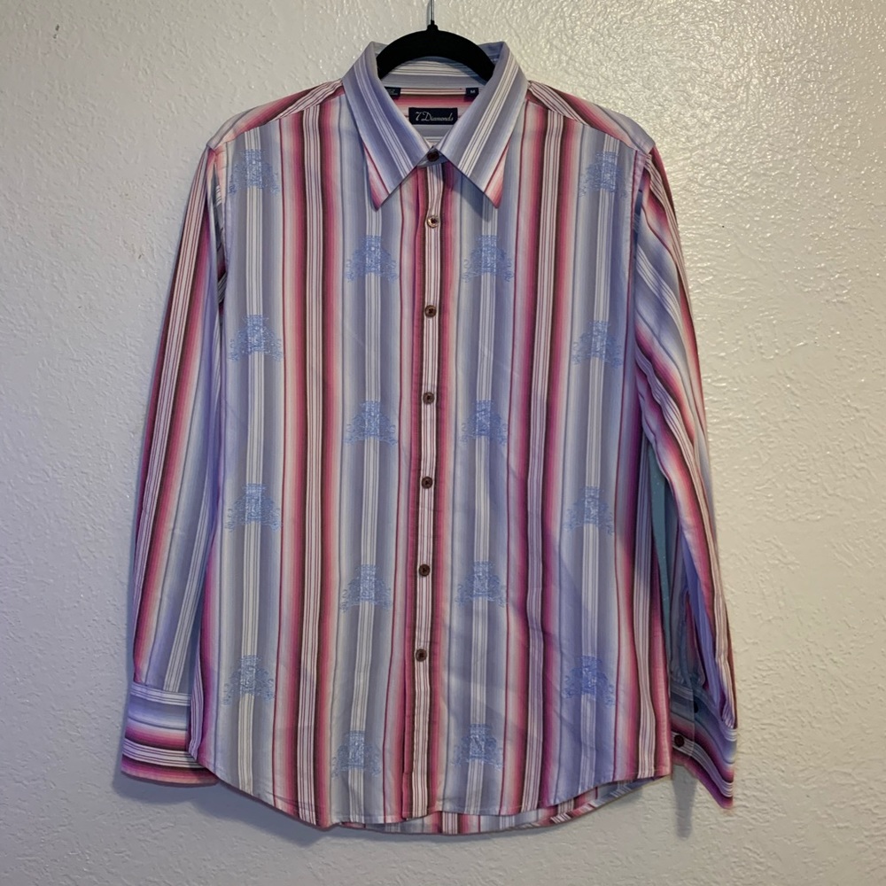 💡Men’s 7 Diamond Striped Long Sleeve Dress Shirt